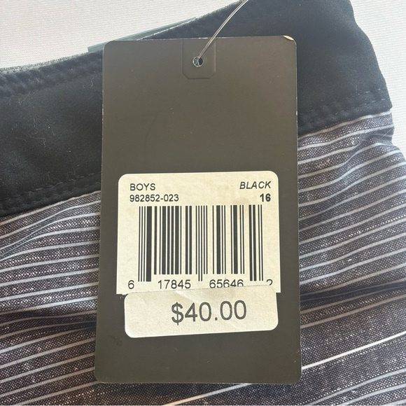 HURLEY Boys Black Striped Swim Shorts Board Shorts Size 16 28” Inseam 9” NWT - Picture 10 of 15